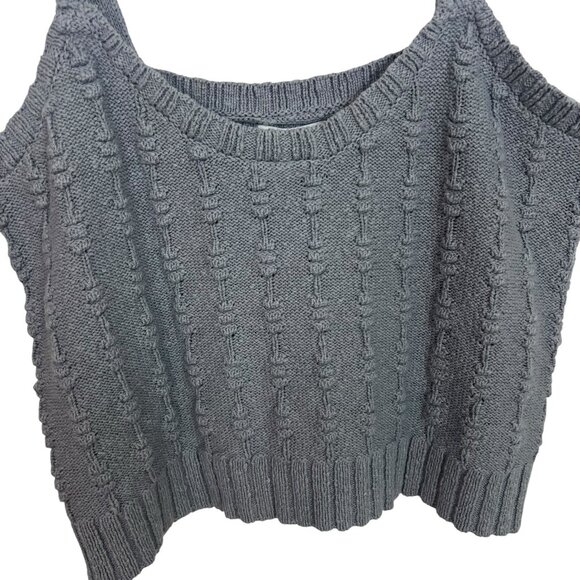 WEEKEND Los Angeles Cable Knit Crop Tank Top Size XL Gray Sweater Vest Layering - Picture 4 of 8